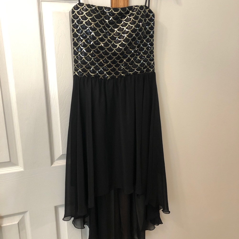 New Sparkly High-Low Black Dress—size medium